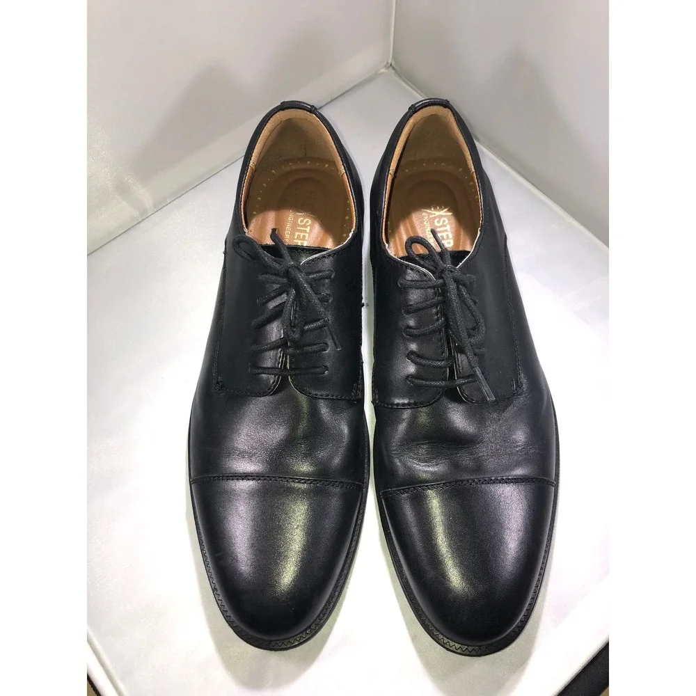 G.H. Bass Flex Step Captoe Black Leather Oxford Dress Shoes Mens 10M